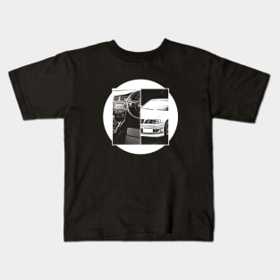 TOYOTA CHASER JZX100 Black 'N White 5 (Black Version) Kids T-Shirt